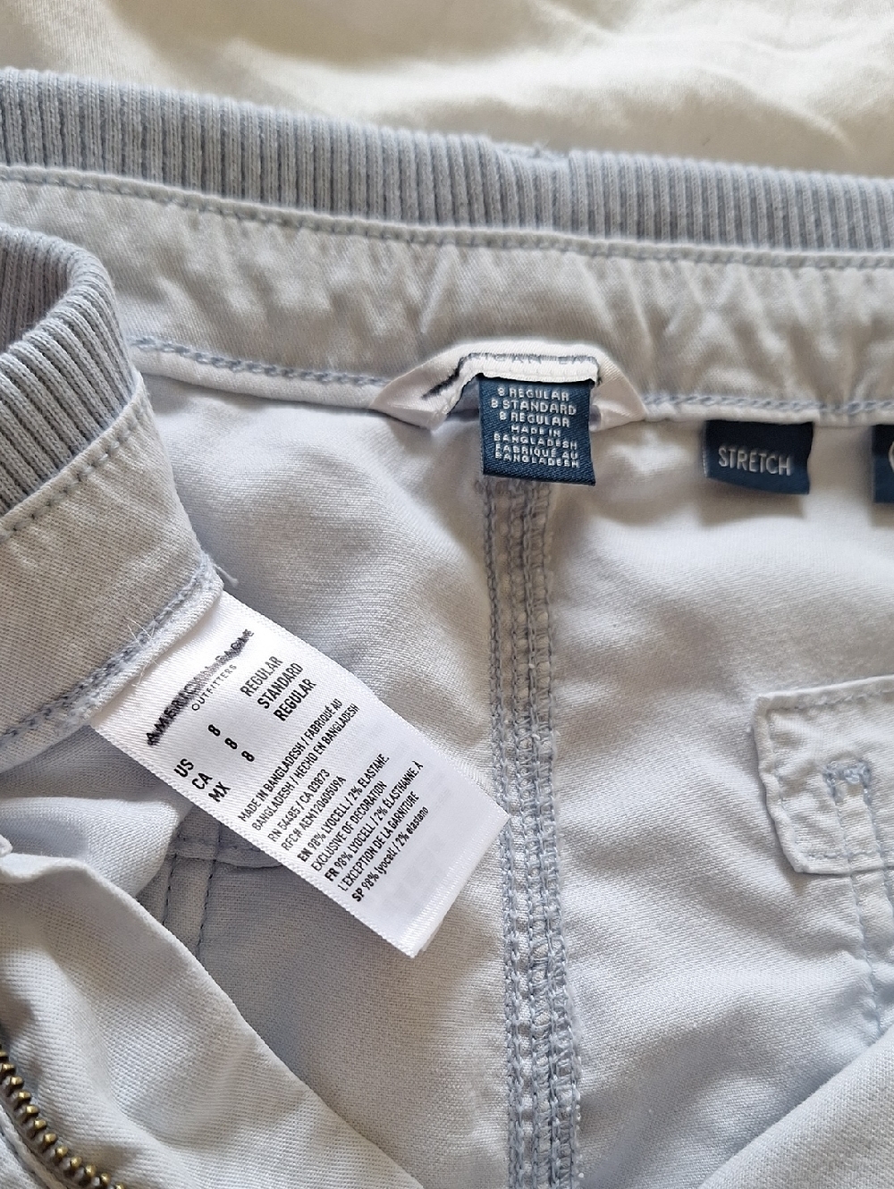 American Eagle High-Rise Baggy Wide Leg Cargo Pants Womens Sz 8 R Light Blue - Picture 8 of 11